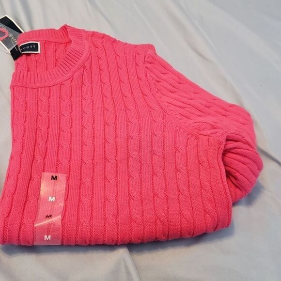 Karen Scott Ribbed Crew Neck Sweater Casual Pink Preppy New NWT Classic - Picture 12 of 15